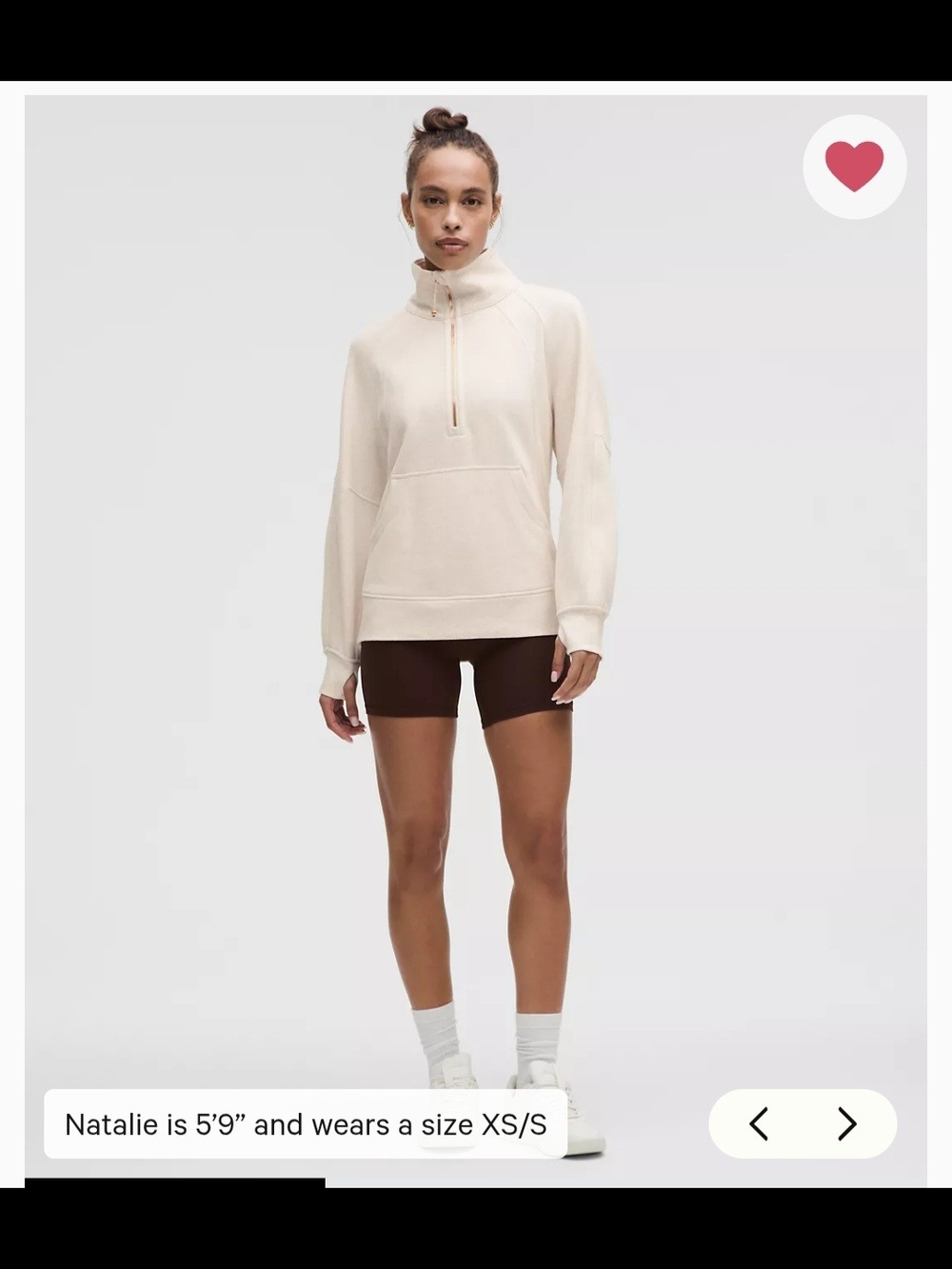 Lululemon NWT Scuba Oversized Funnel-Neck Half-Zip Long Heathered Light Ivory ML